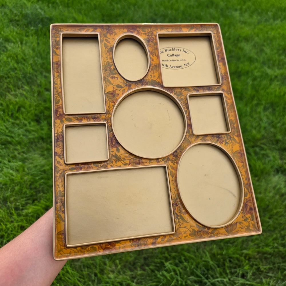 Vtg The Bucklers Inc Fifth Avenue NY Enamel Floral Collage Picture Frame fall